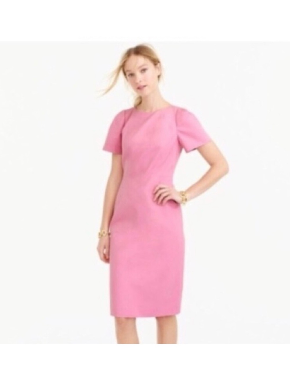 NWT J.Crew Tall Gathered-Sleeve Dress 6T Pink Hibiscus New In Plastic